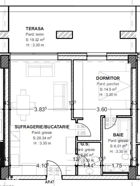 Apartament de vanzare, cu 2 camere, 71 mp, terasa 19 mp, zona centrala — fotografia 1