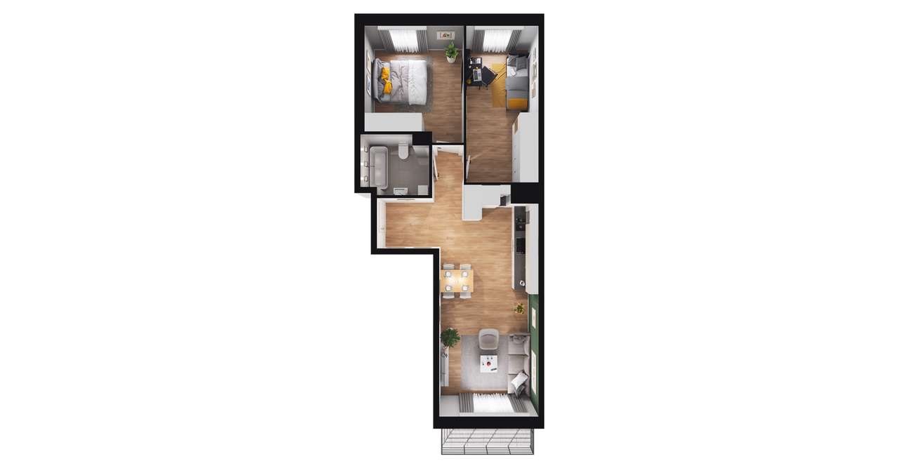 3-pokojowe mieszkanie 55m2 + balkon - Pełny obrazek: 3/8