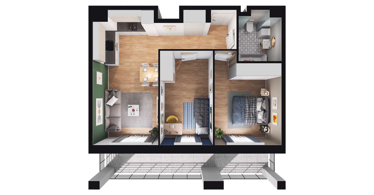 3-pokojowe mieszkanie 52m2 + balkon Bezpośrednio - Pełny obrazek: 2/8