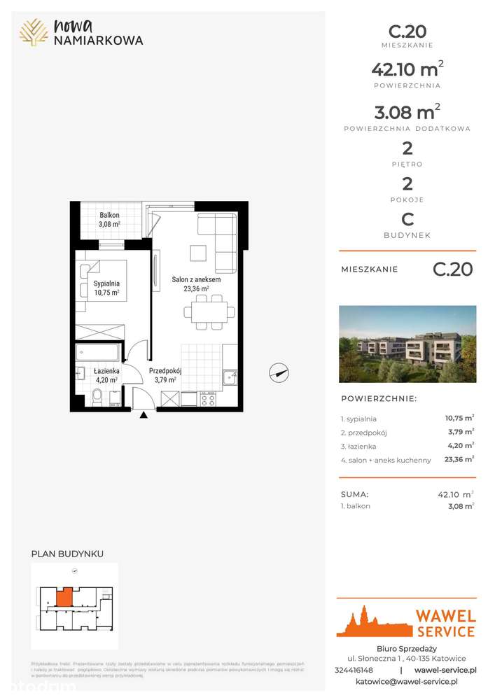 2-pokojowe mieszkanie 42m2 + balkon Bez Prowizji - Pełny obrazek: 2/8