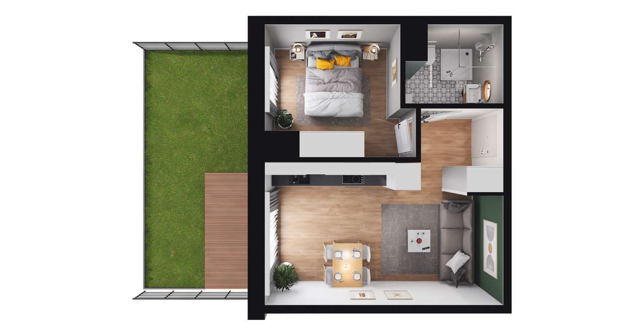 2-pokojowe mieszkanie 34m2 + ogródek Bezpośrednio - Pełny obrazek: 2/8