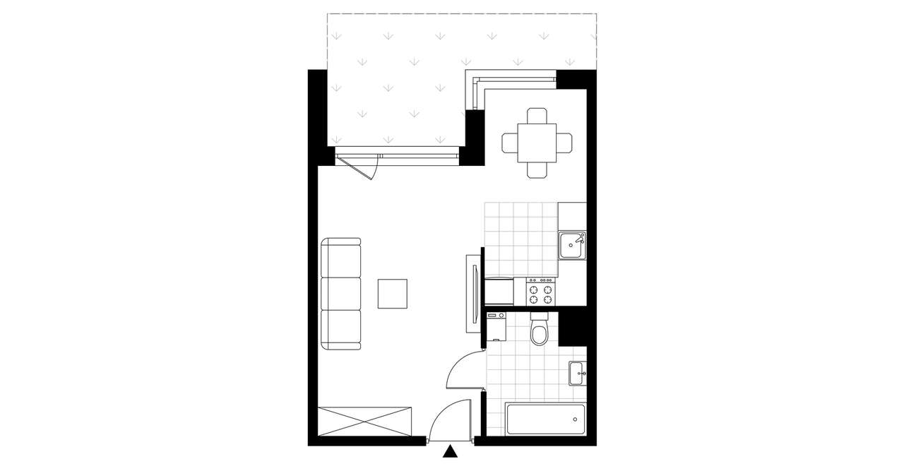 1-pokojowe mieszkanie 33m2 + ogródek - Pełny obrazek: 3/8