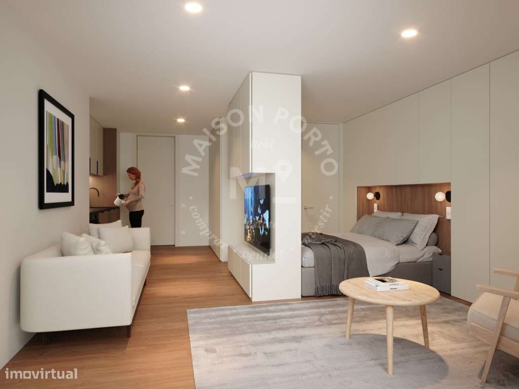 Apartamento T0 com Varanda, Lugar de Estacionamento e Arrumos, próx... - Grande imagem: 5/11