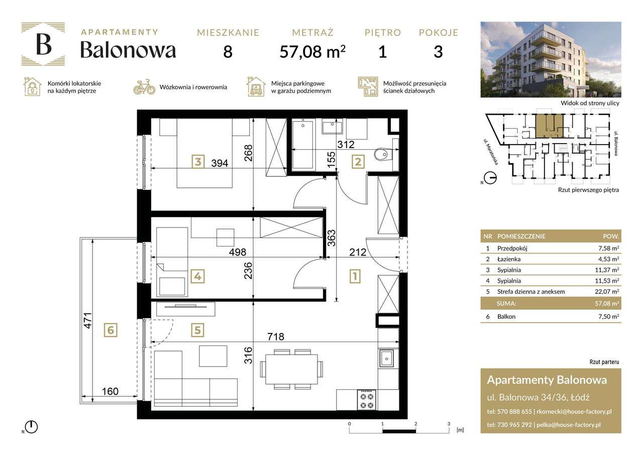 Apartamenty Balonowa  | mieszkanie 3-pok. | 8 - Pełny obrazek: 2/9