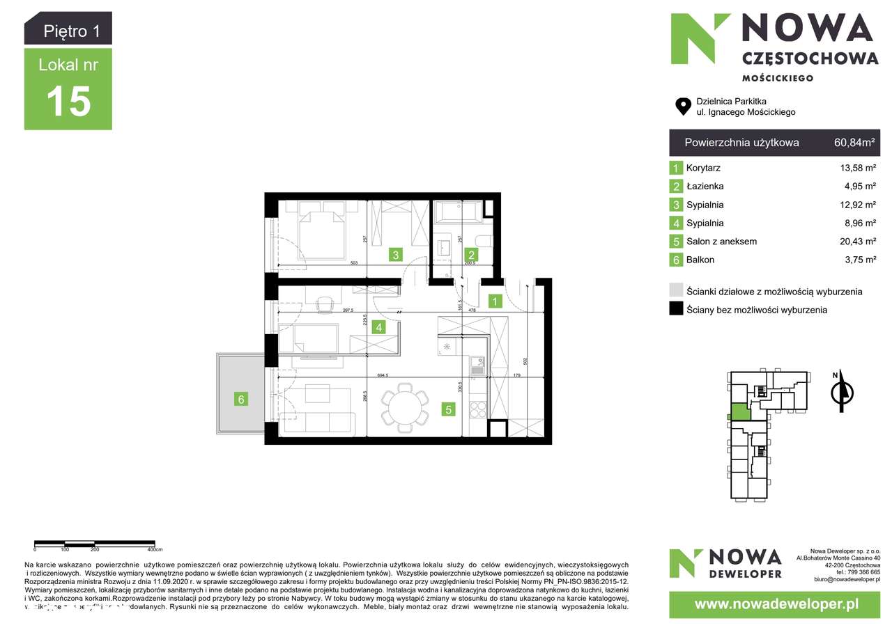 Nowa Częstochowa Mościckiego | 3-pok. | M15 - Pełny obrazek: 3/8