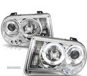 CONJUNTO DE FARÓIS PARA CHRYSLER 300C 05-10 ANGEL EYES + LEDS CROMADOS - 1