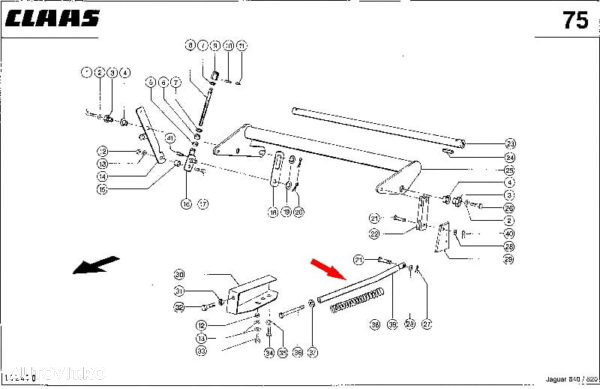 Tija de arc Claas Jaguar Corn Cracker ID7198 0000771390 D25X402 - 3