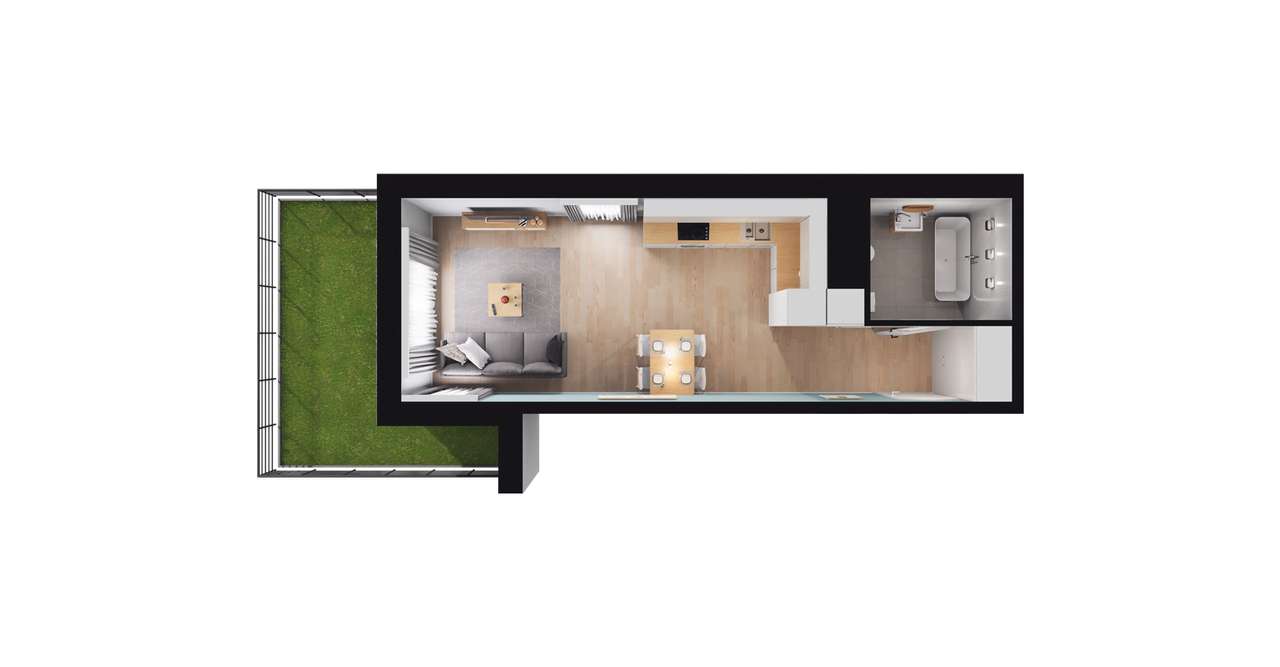 1-pokojowe mieszkanie 31m2 + ogródek Bezpośrednio - Pełny obrazek: 2/8