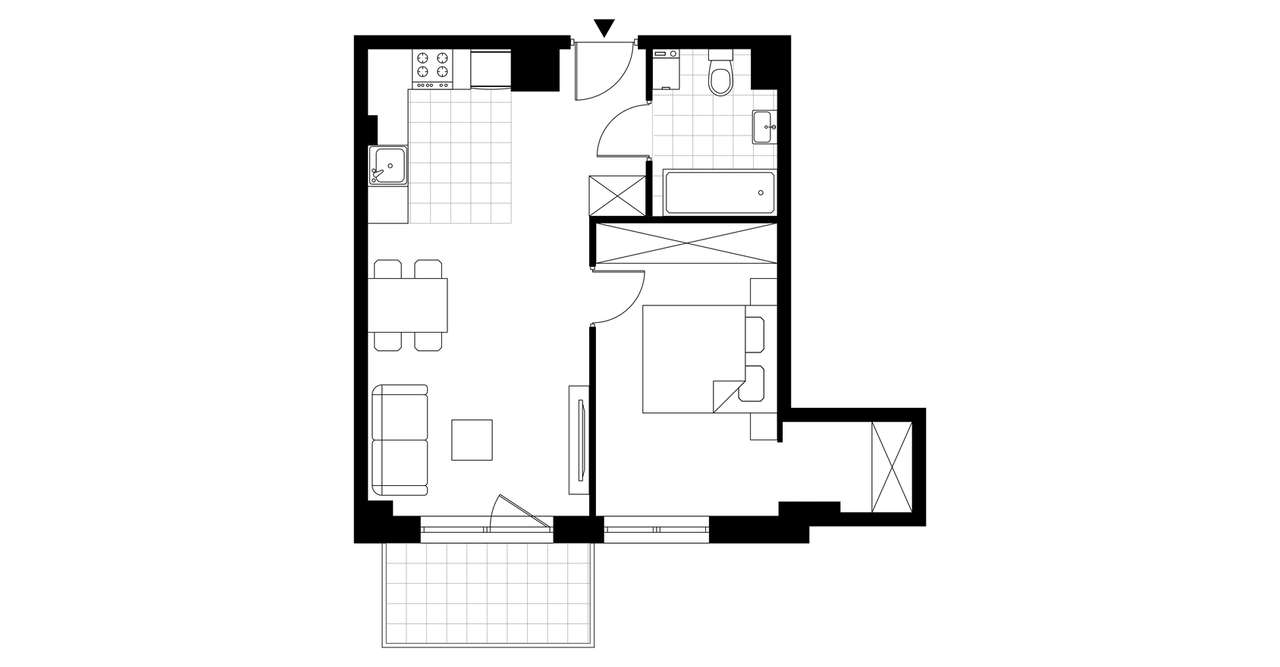 1-pokojowy apartament inwestycyjny 41m2 + balkon - Pełny obrazek: 3/8