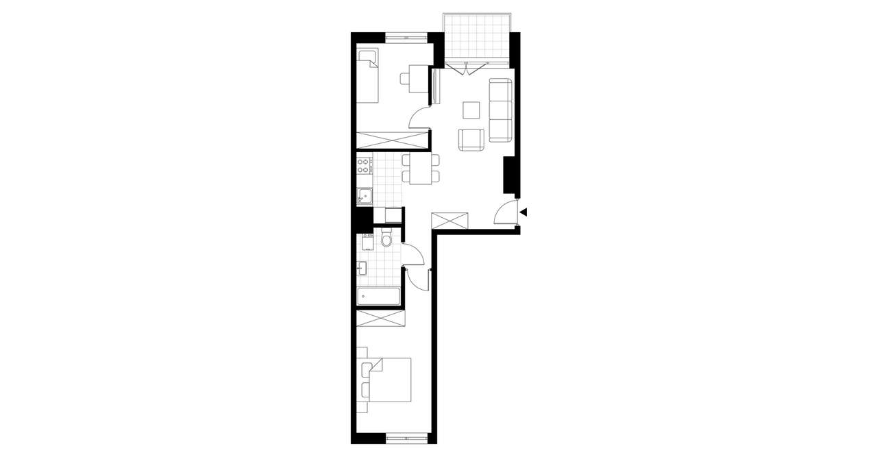 3-pokojowe mieszkanie 54m2 + loggia - Pełny obrazek: 3/8