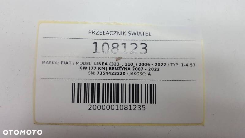 PRZEŁACZNIK ŚWIATEŁ PANEL 7354423220 FIAT LINEA EU - 5