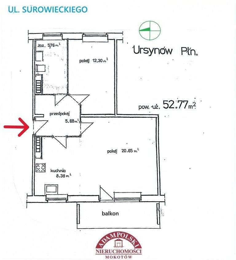 Ursynów/2 pok/53m2/ładny rozkład/92r/do rem/balkon-1