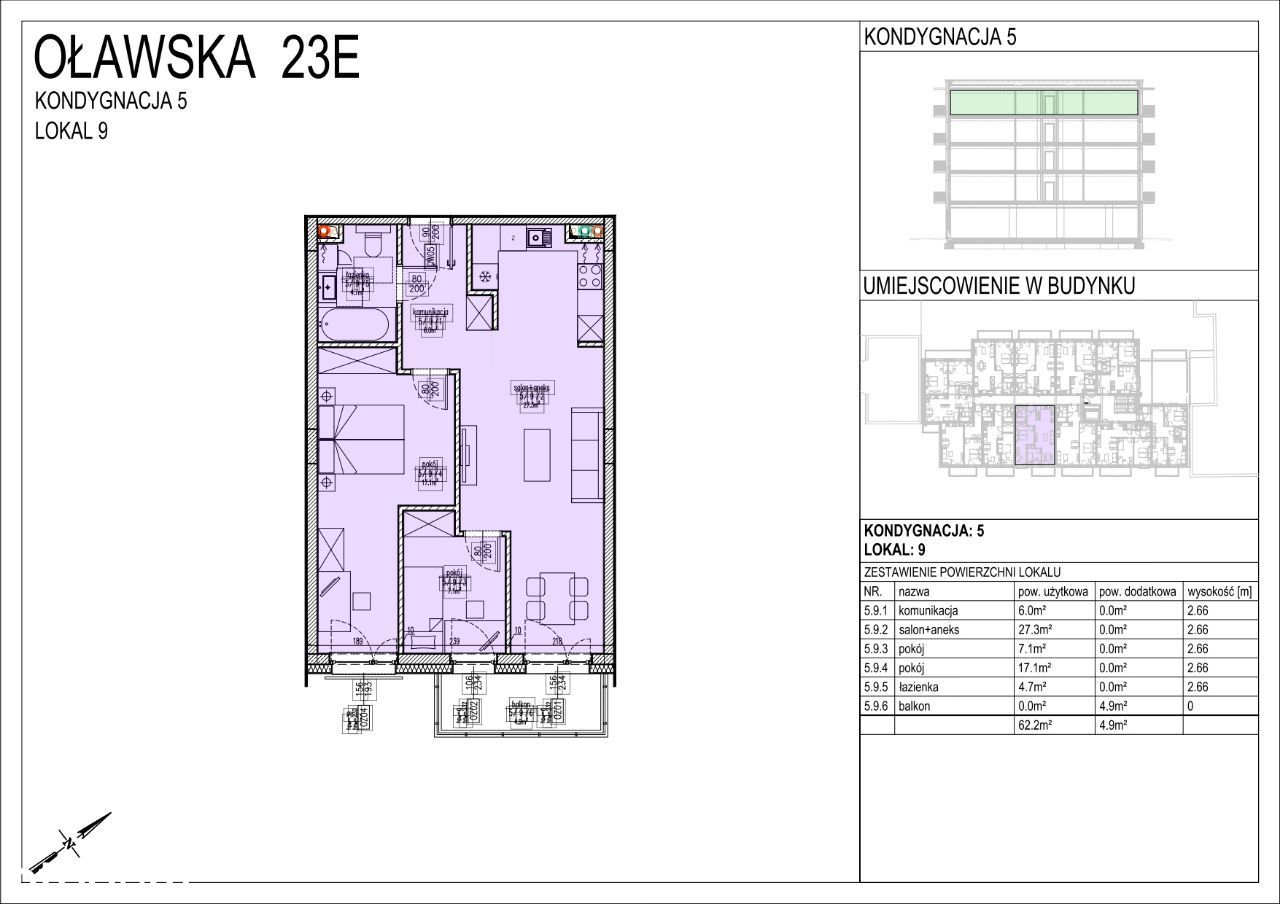 Mieszkanie na sprzedaż 62,20m2