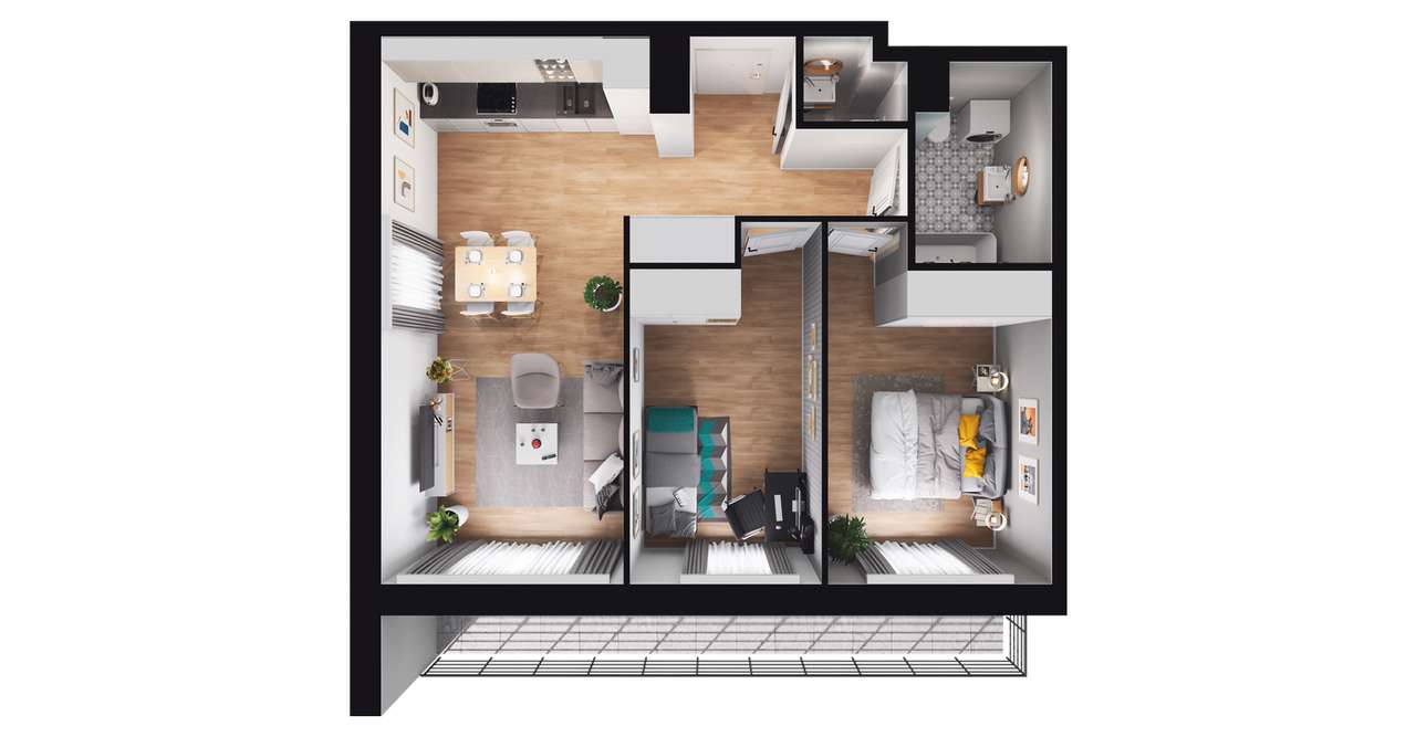 3-pokojowe mieszkanie 56m2 + balkon - Pełny obrazek: 3/9