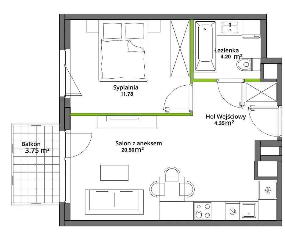 2 pokoje na Pradze-Południe. Aleje Praskie Develia.Etap 5.-5