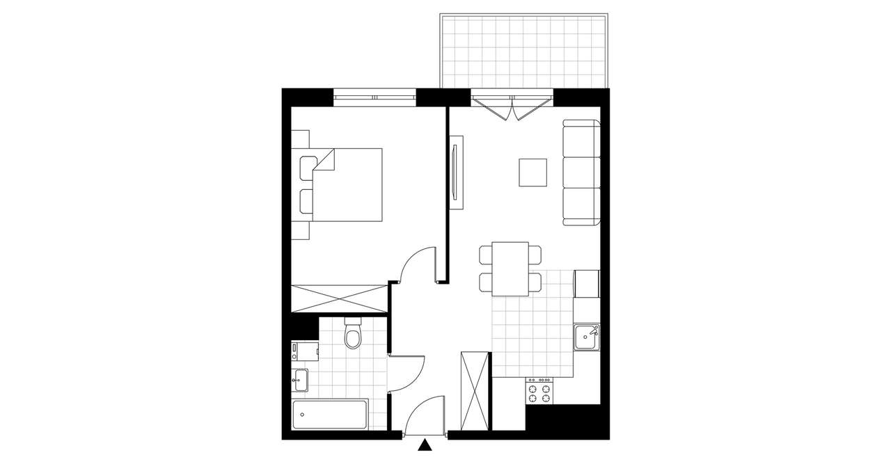 2-pokojowe mieszkanie 46m2 + balkon - Pełny obrazek: 3/8