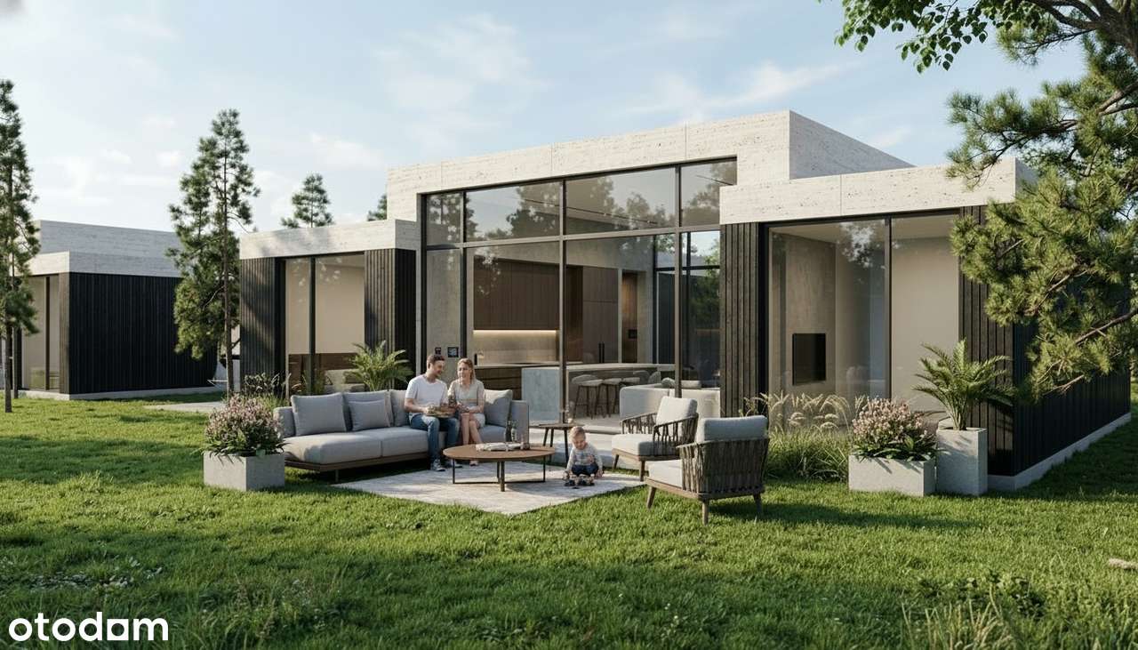 Nowoczesny, parterowy dom w stylu minimalistycznym — 113 m²