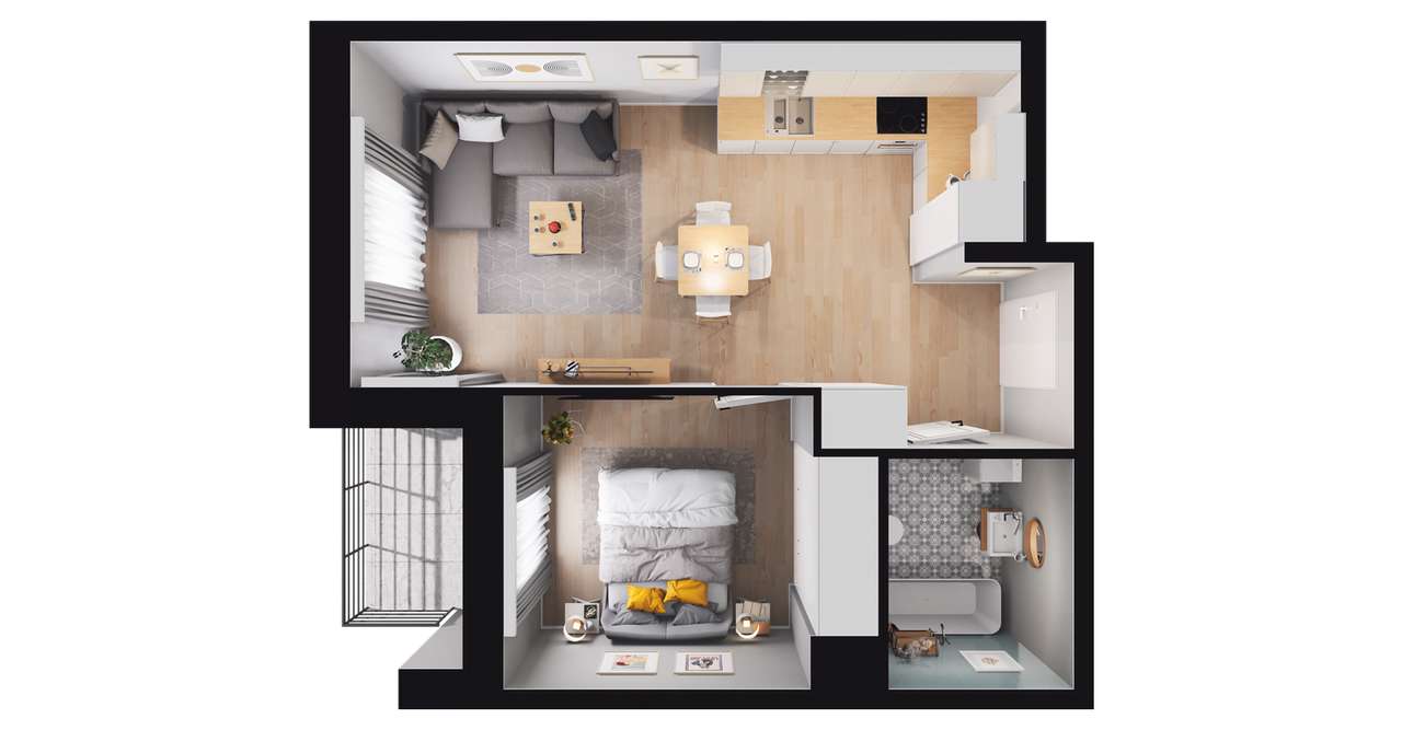 2-pokojowe mieszkanie 38m2 + taras Bez Pośredników - Pełny obrazek: 2/8