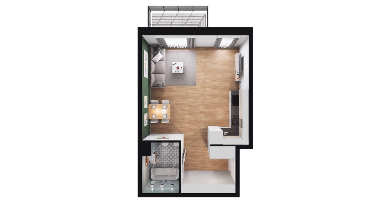 1-pokojowe mieszkanie 34m2 + balkon Bez Prowizji - Pełny obrazek: 2/8