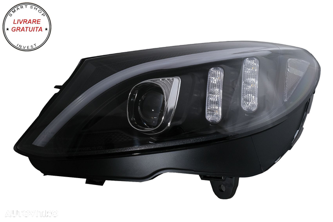 Faruri LED Mercedes C-Class W205 S205 A205 C205 (2014-2018) Negru Semnal Dinamic S- livrare gratuita - 11