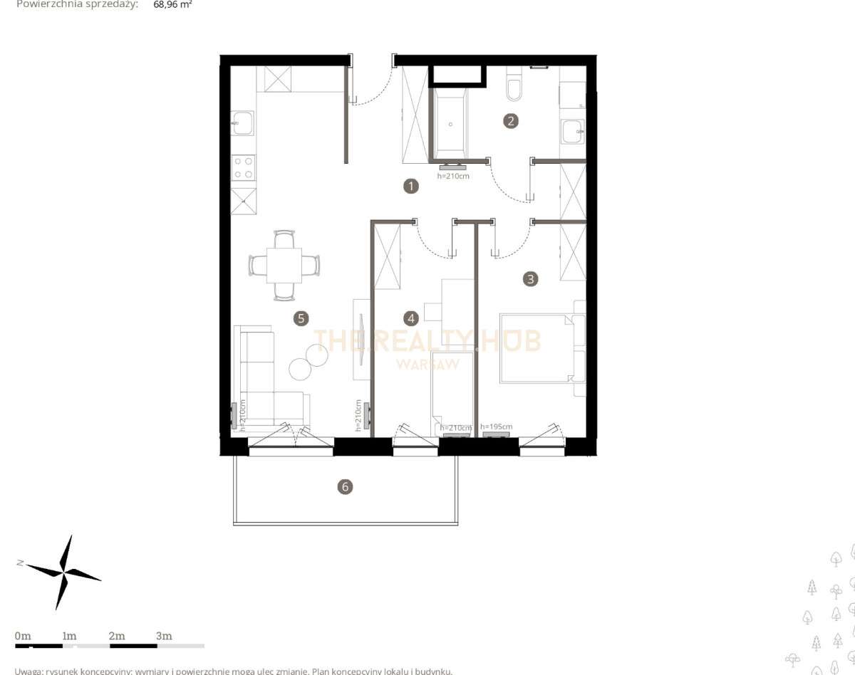 3 pokojowe mieszkanie z balkonem  | Wilanów-4
