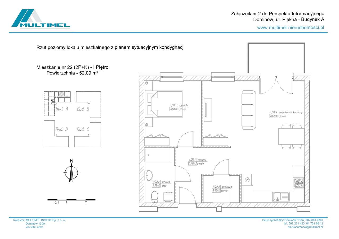 2-pokojowe mieszkanie 52m2 Bez Prowizji - Pełny obrazek: 2/7