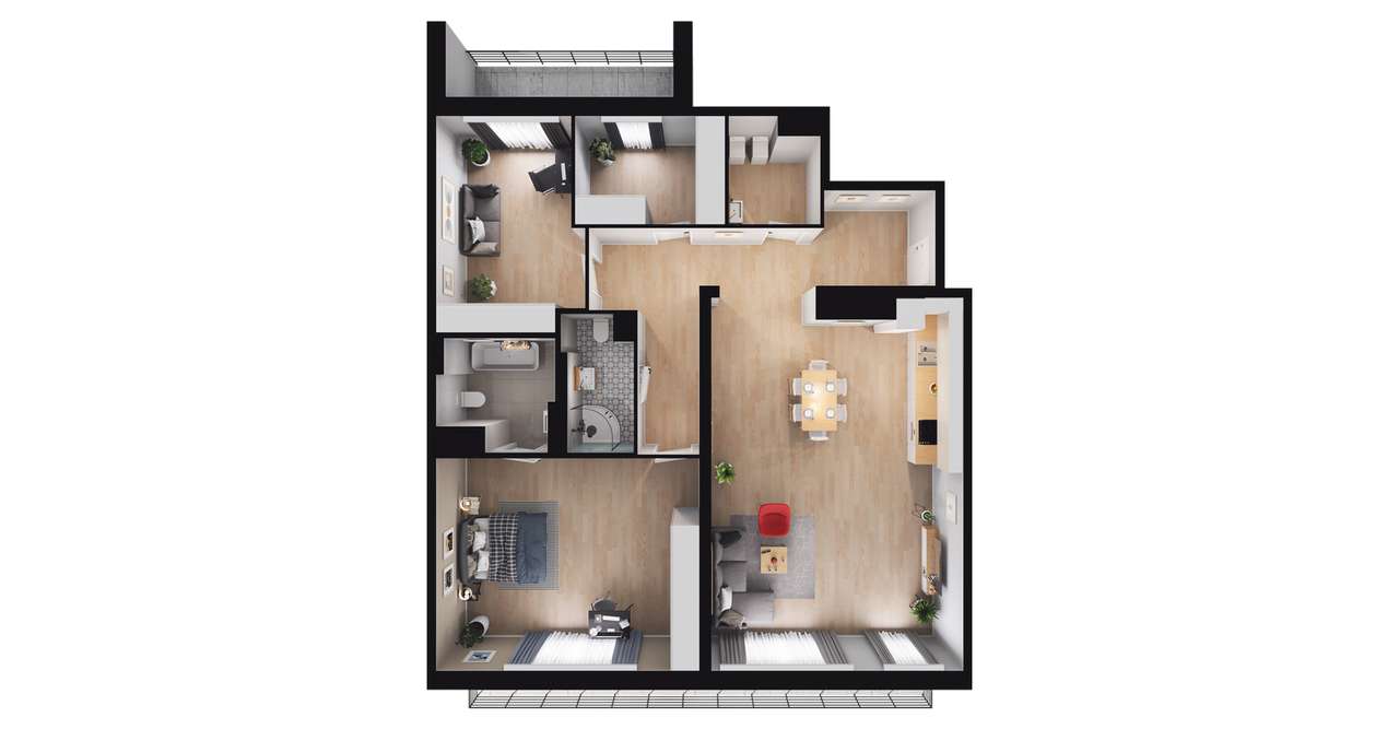 2-pokojowe mieszkanie 112m2 + balkon - Pełny obrazek: 2/8