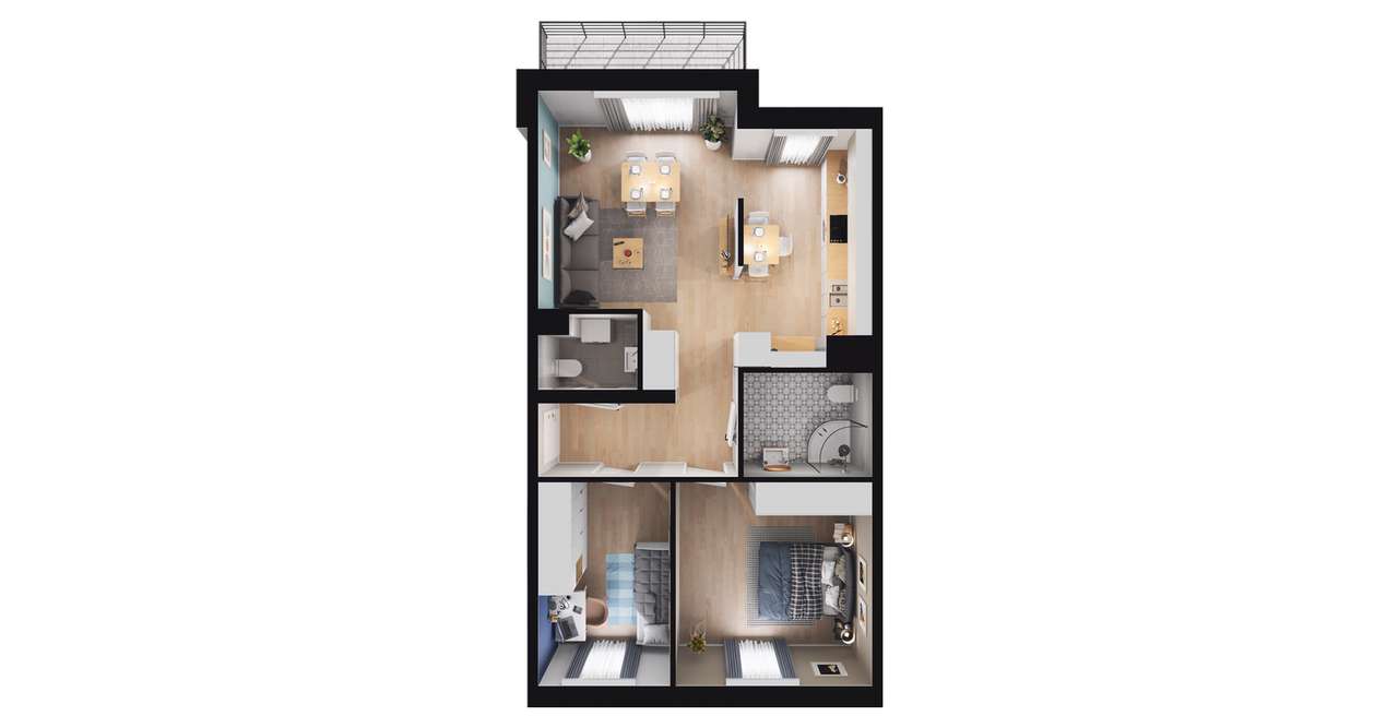 3-pokojowe mieszkanie 62m2 + taras Bez Prowizji - Pełny obrazek: 2/8