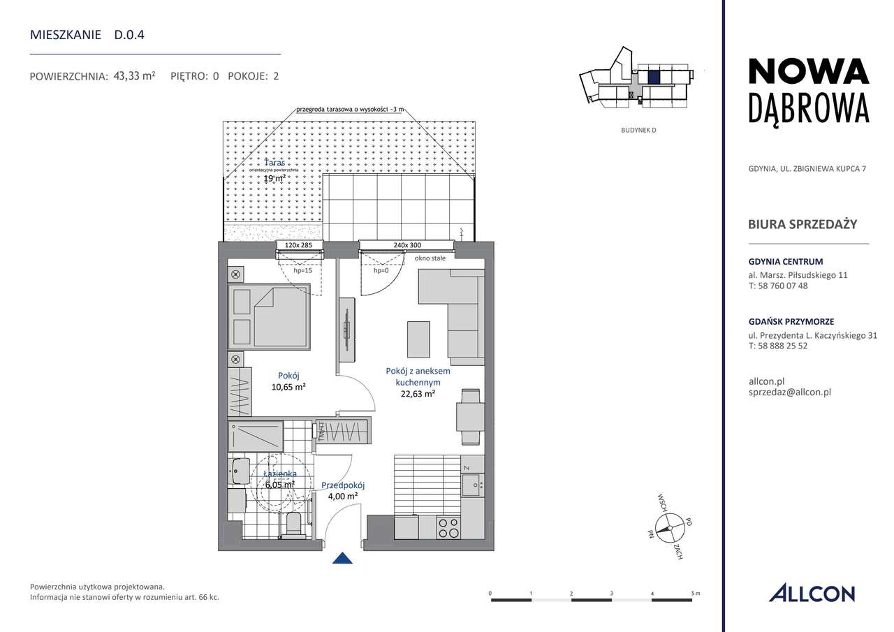 2-pokojowe mieszkanie 43m2 + taras Bez Pośredników - Pełny obrazek: 2/7