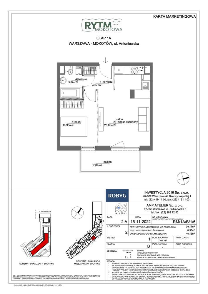 2-pokojowe mieszkanie na Mokotowie 39 m² + miejsce parkingowe - Widok 2