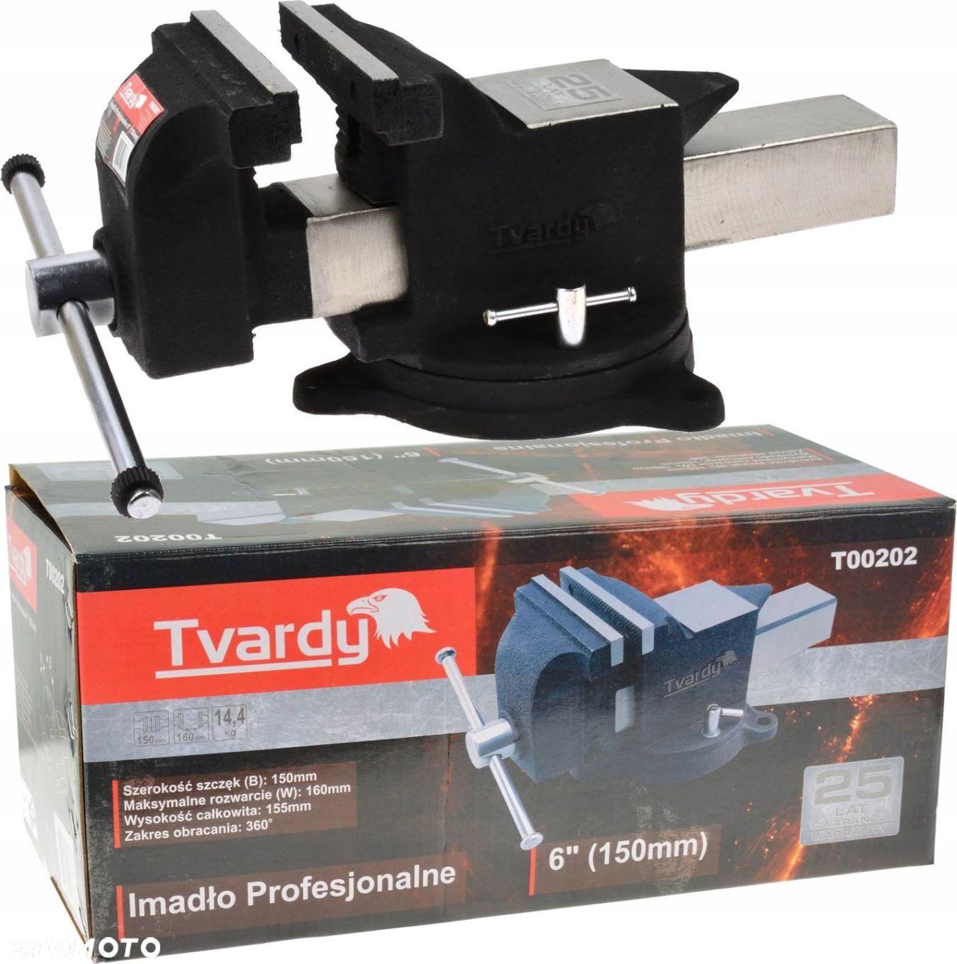 TVARDY IMADŁO ŚLUSARSKIE OBROTOWE 6 150MM WYTRZYMAŁY STALOWY KORPUS T00202 - 1