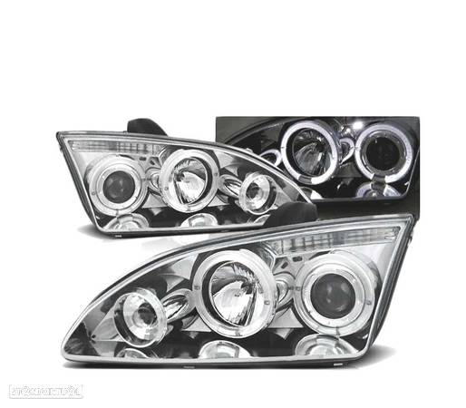 FARÓIS ANGEL EYES PARA FORD FOCUS LI 04-08 CHROME CROMADO H1 H1 - 1