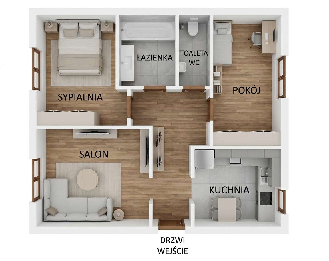 Duże Mieszkanie / 60 m2/ 3 pokoje / balkon / piwnica / ul.Mochnackiego-9