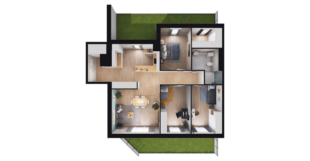 4-pokojowe mieszkanie 98m2 + 2 ogródki - Pełny obrazek: 2/7