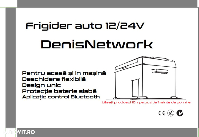 Frigider 40l auto rulotă, camion, dube 3,5t, 12-24V, rezistent la vibrații, congelare -20°C - 4