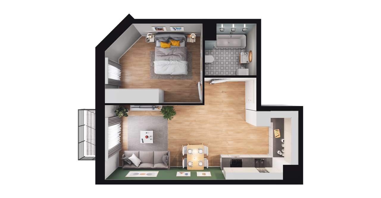 2-pokojowe mieszkanie 43m2 + balkon Bez Prowizji - Pełny obrazek: 2/8