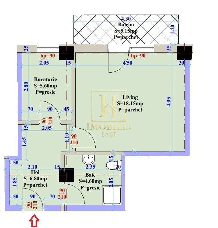 Apartament 1 camera decomandat 40 mp Bucium 66300 euro-7