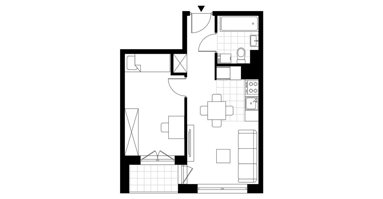 2-pokojowe mieszkanie 33m2 + loggia - Pełny obrazek: 3/8