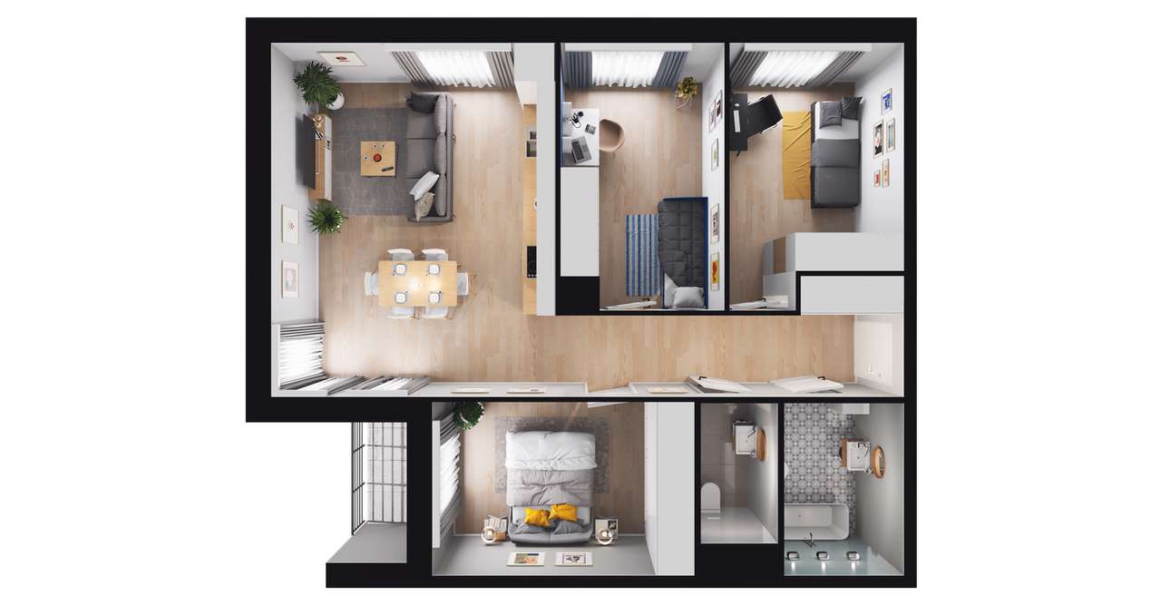 4-pokojowe mieszkanie 71m2 + loggia Bez Prowizji - Pełny obrazek: 2/8