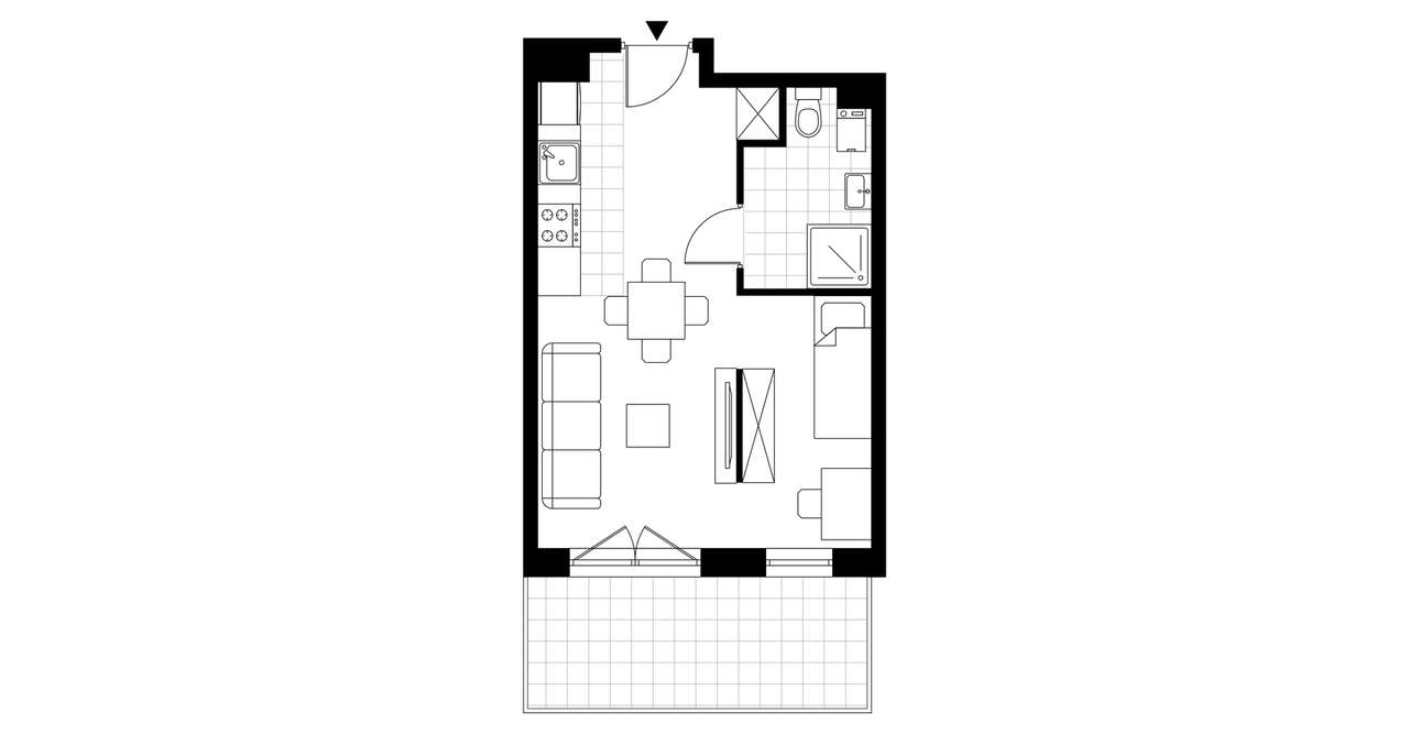 1-pokojowe mieszkanie 30m2 + balkon Bezpośrednio - Pełny obrazek: 3/7