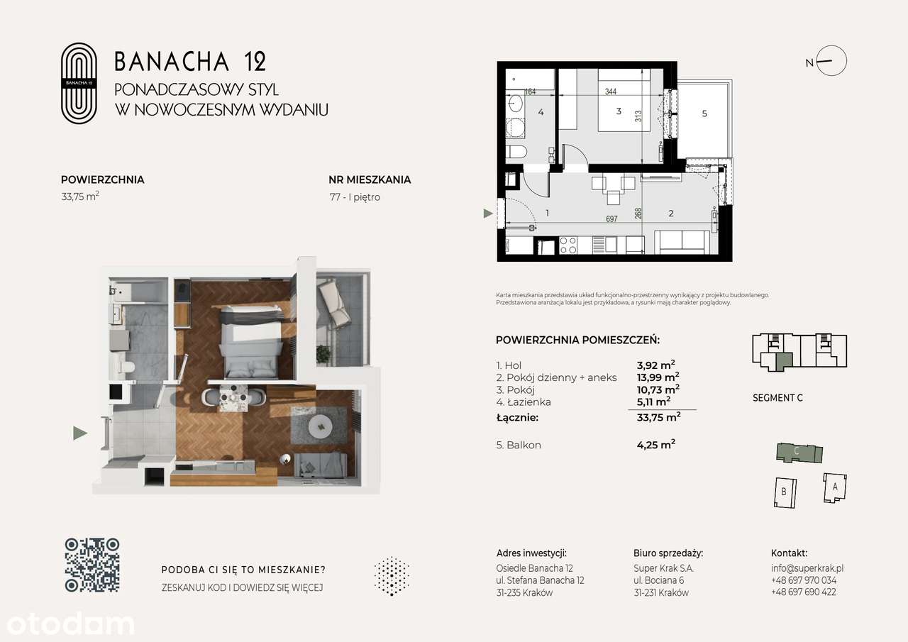 2-pokojowe mieszkanie 33m2 + balkon - Pełny obrazek: 2/9