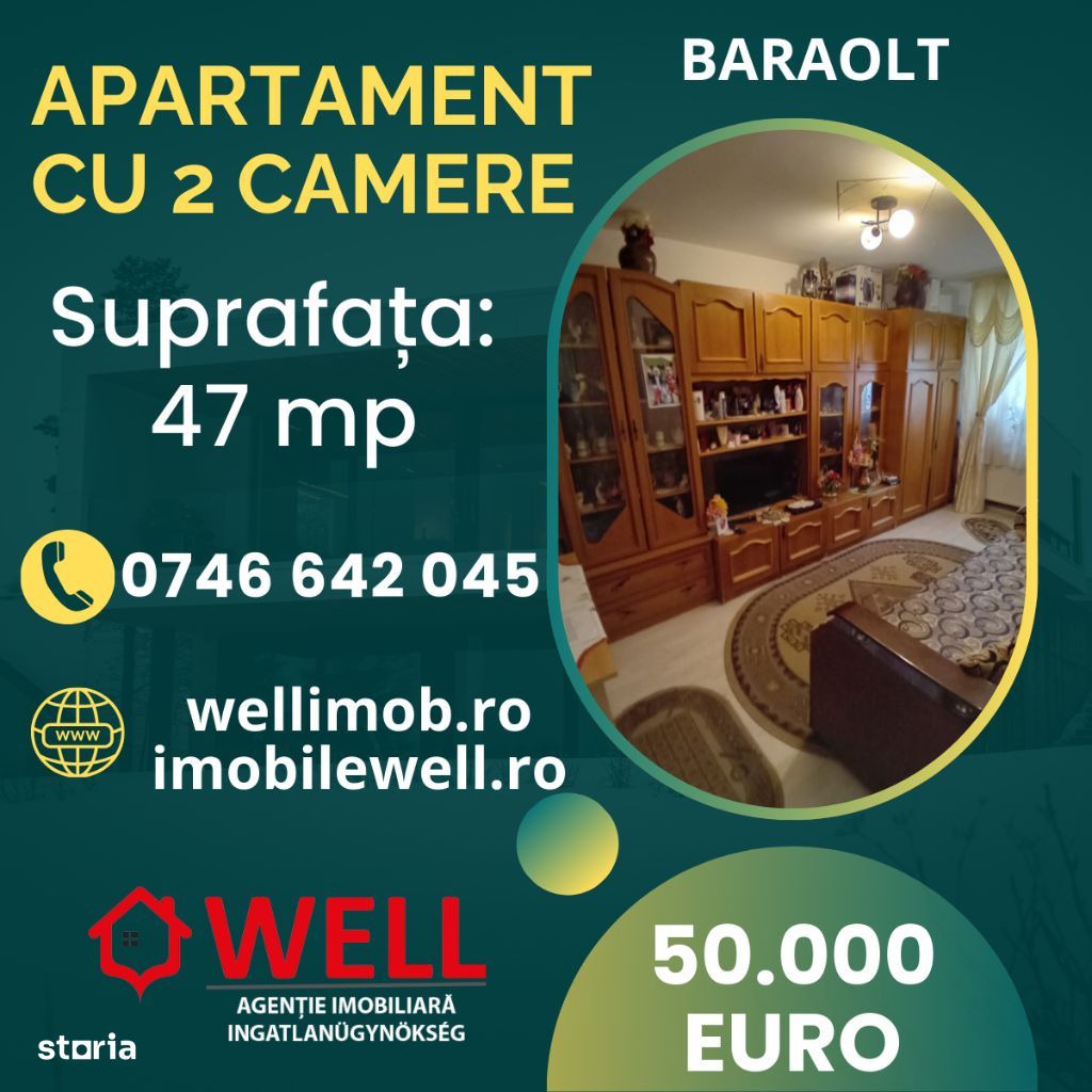 De vânzare apartament cu 2 camere în Baraolt