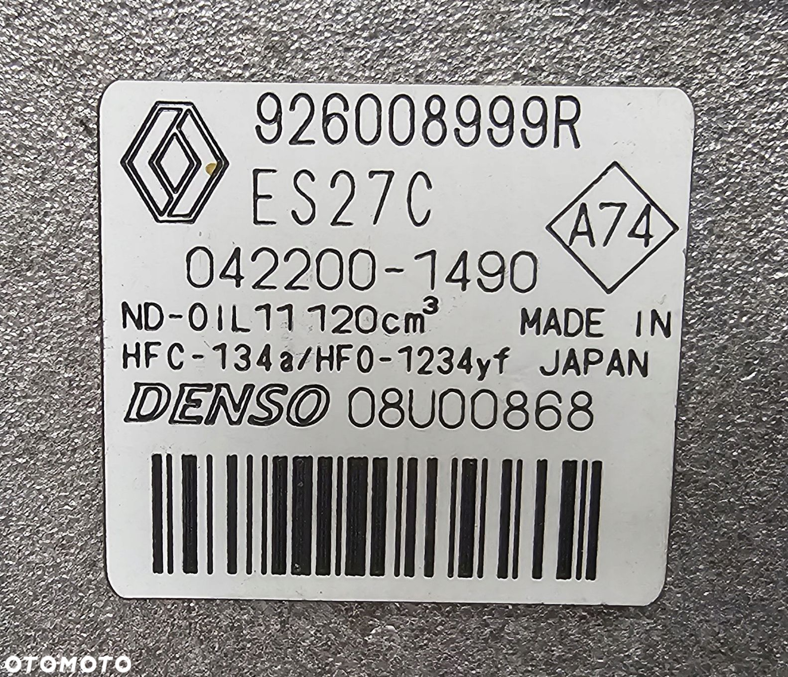 ORYGINALNA SPRĘŻARKA KLIMATYZACJI RENAULT / NISSAN / SMART - 926008999R - 2