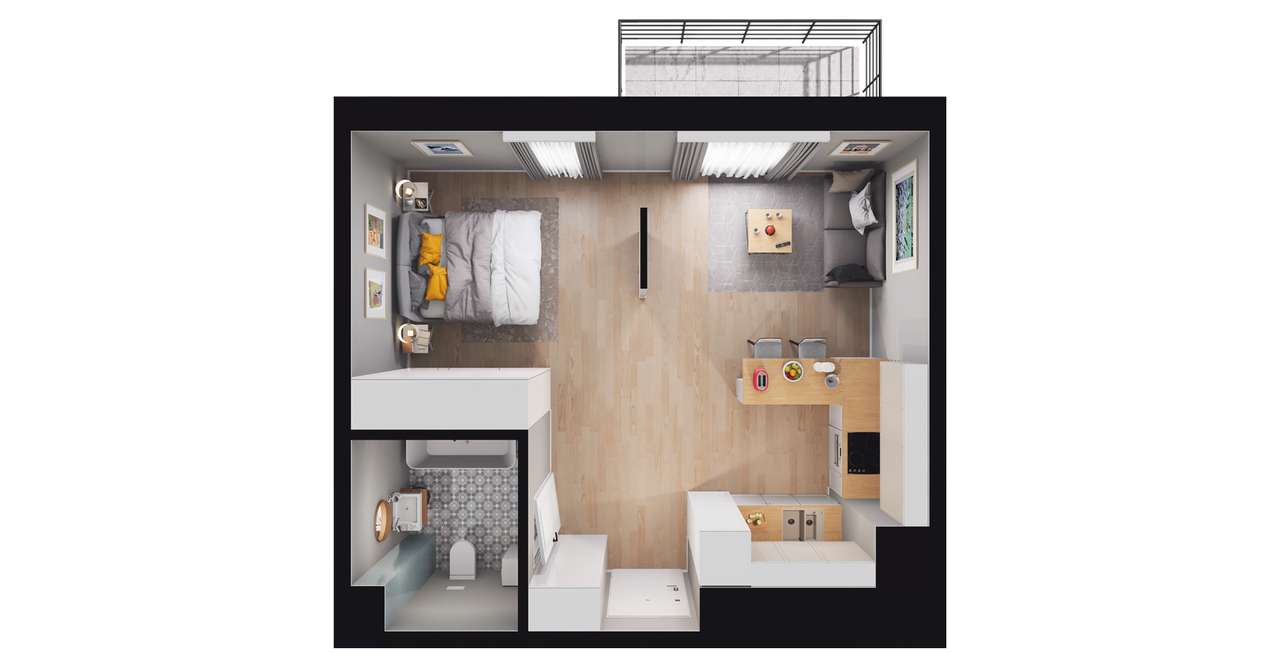 1-pokojowe mieszkanie 37m2 + balkon Bez Prowizji - Pełny obrazek: 2/8