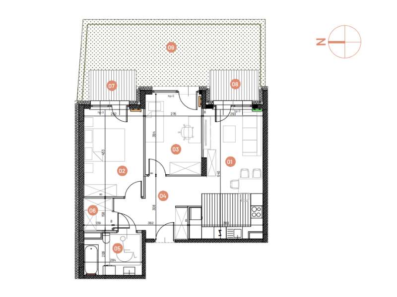 Mieszkanie, 59.33m², 3 pokoje, 1 piętro, B-KLM12-LM7, Nowe Horyzonty - Pełny obrazek: 2/14