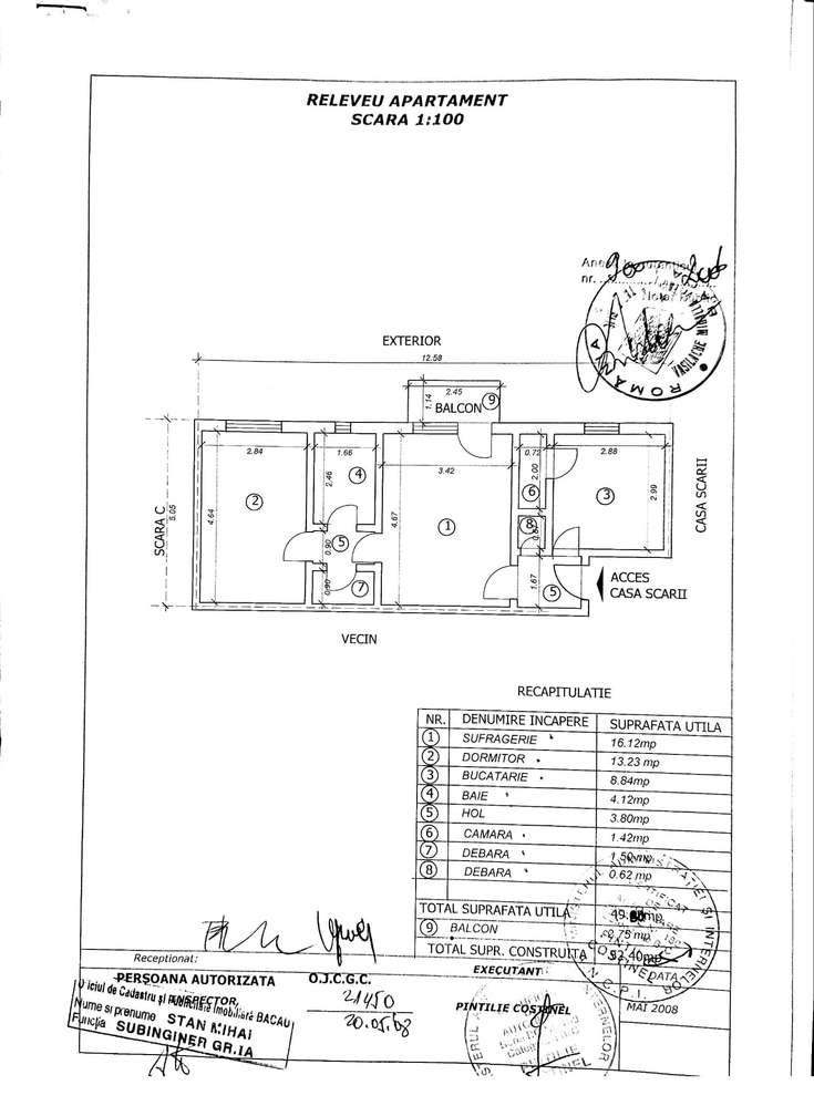 Aviatorilor -  2 camere /53 mp utili/centrala/termopane/AC/et.4/balcon-9