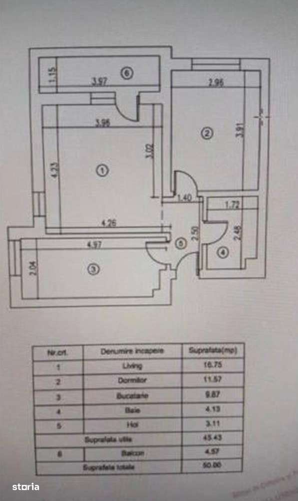 Apartament 2 camere, decomandat, 50 mp, etaj 1/3 – Str. Crinului-11