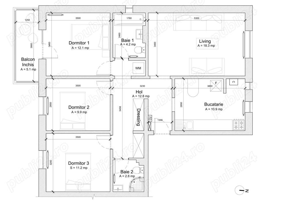 Apartament 4 camere decomandat Faleza Nord Pescarie Unirii-7