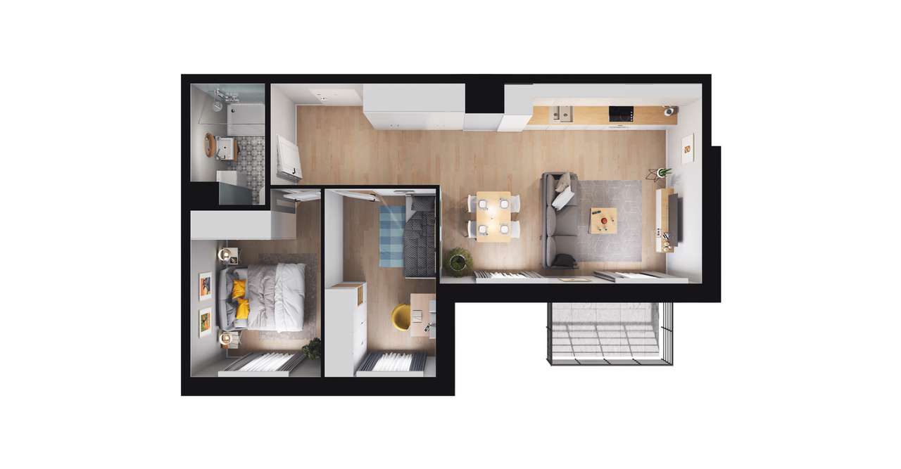 3-pokojowe mieszkanie 52m2 + balkon Bezpośrednio - Pełny obrazek: 2/8