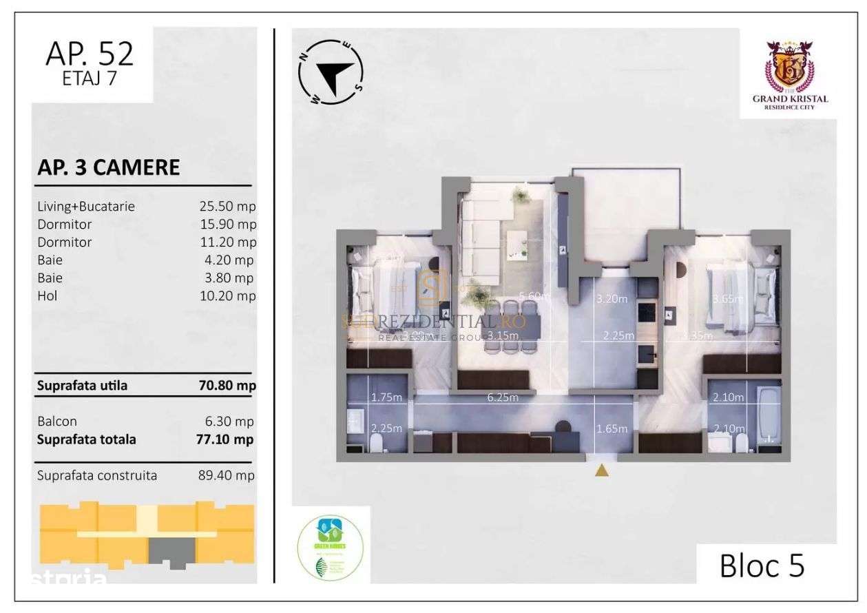 Apartament 3 camere, mutare rapida, The Grand Kristal Residence-18